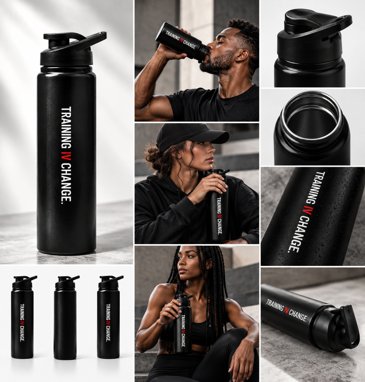Gourde Performance T4C League 750ml noire, planche visuelle